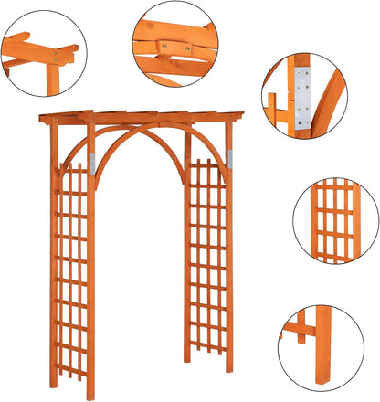 VINGLI 85in Wooden Arbor, Wedding Arch for Ceremony, Wood Trellis for Plant Climbing, Christmas
