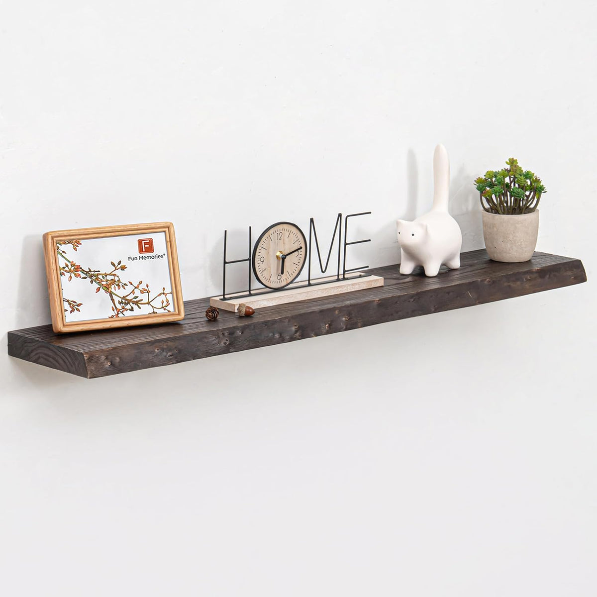 Fun Memories Solid Elm Wood Floating Shelves, 42 Inch Floating Shelves for Wall, Wall-Mounted Live