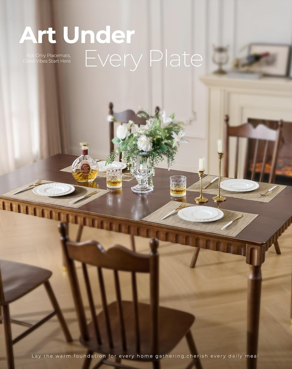 Leetaltree Light Brown Placemats Set of 6 - Heat Resistant Non-Slip Place mats for Dining Table