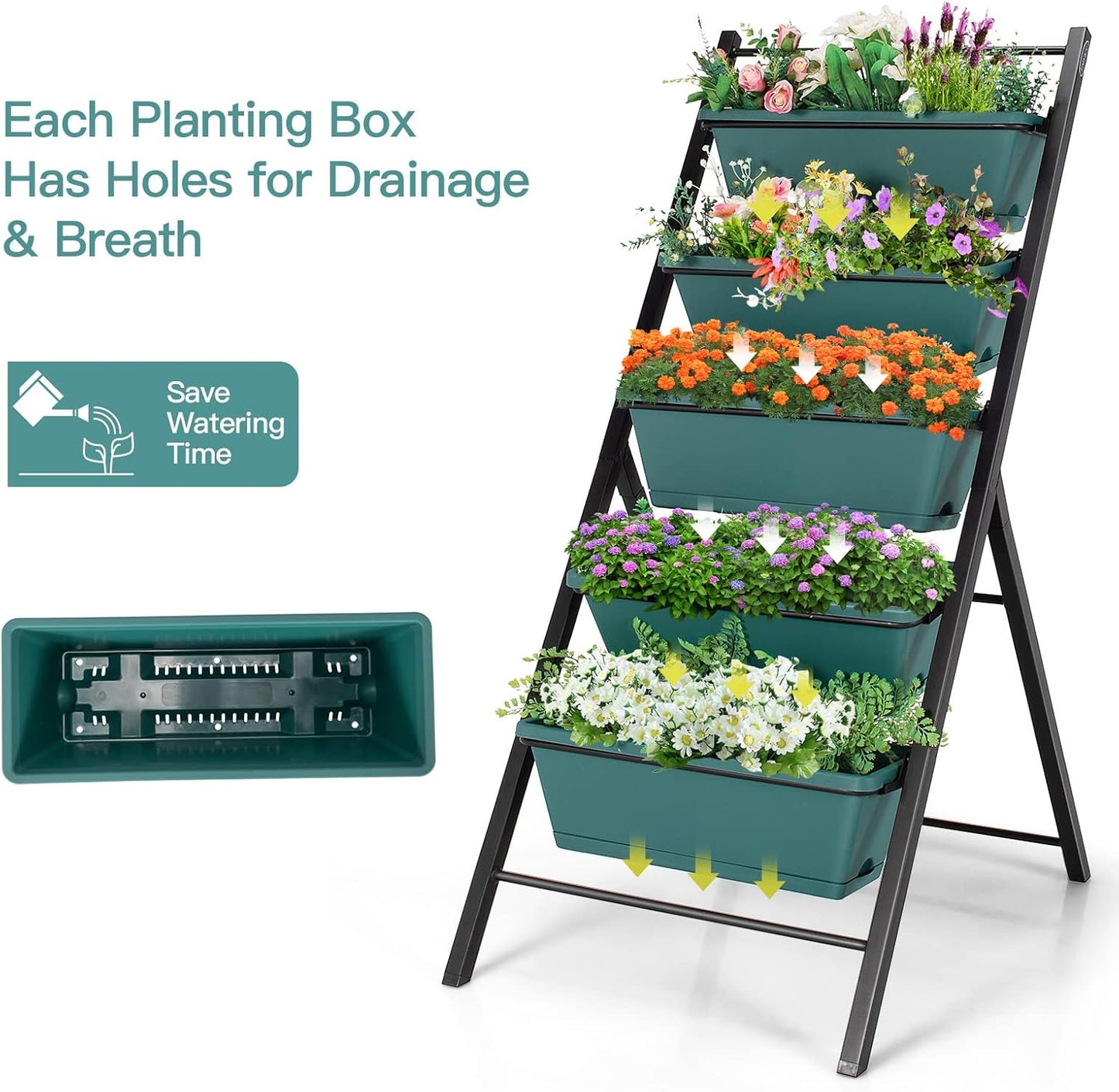 S AFSTAR 5-Tier Vertical Garden Planter, 5-Layer Raised Garden Bed with 5 Detachable Planter Boxes
