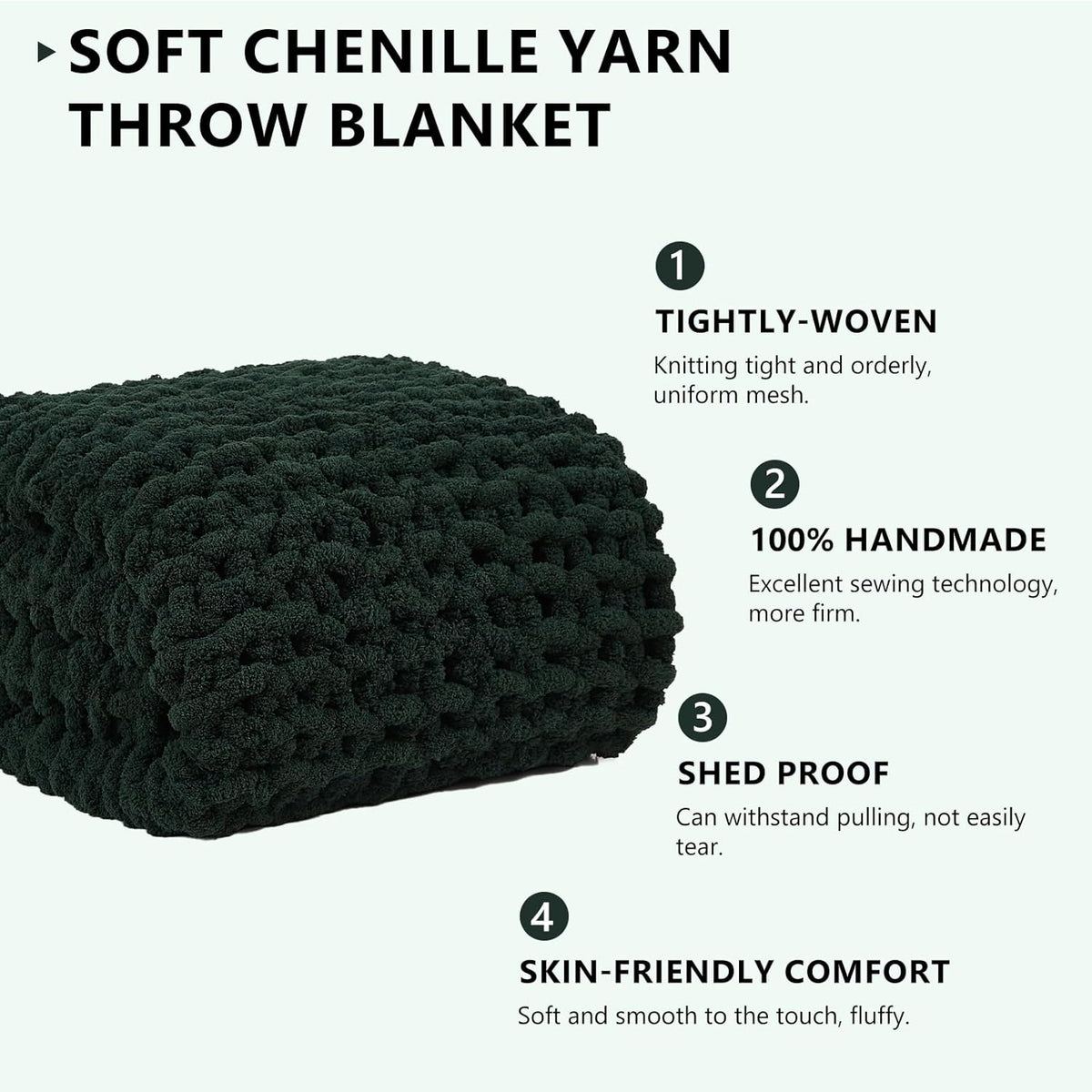 L'AGRATY Chunky Knit Blanket Throw - Soft Chunky Throw Blanket 60x80: 100% Hand Kintted Chenile