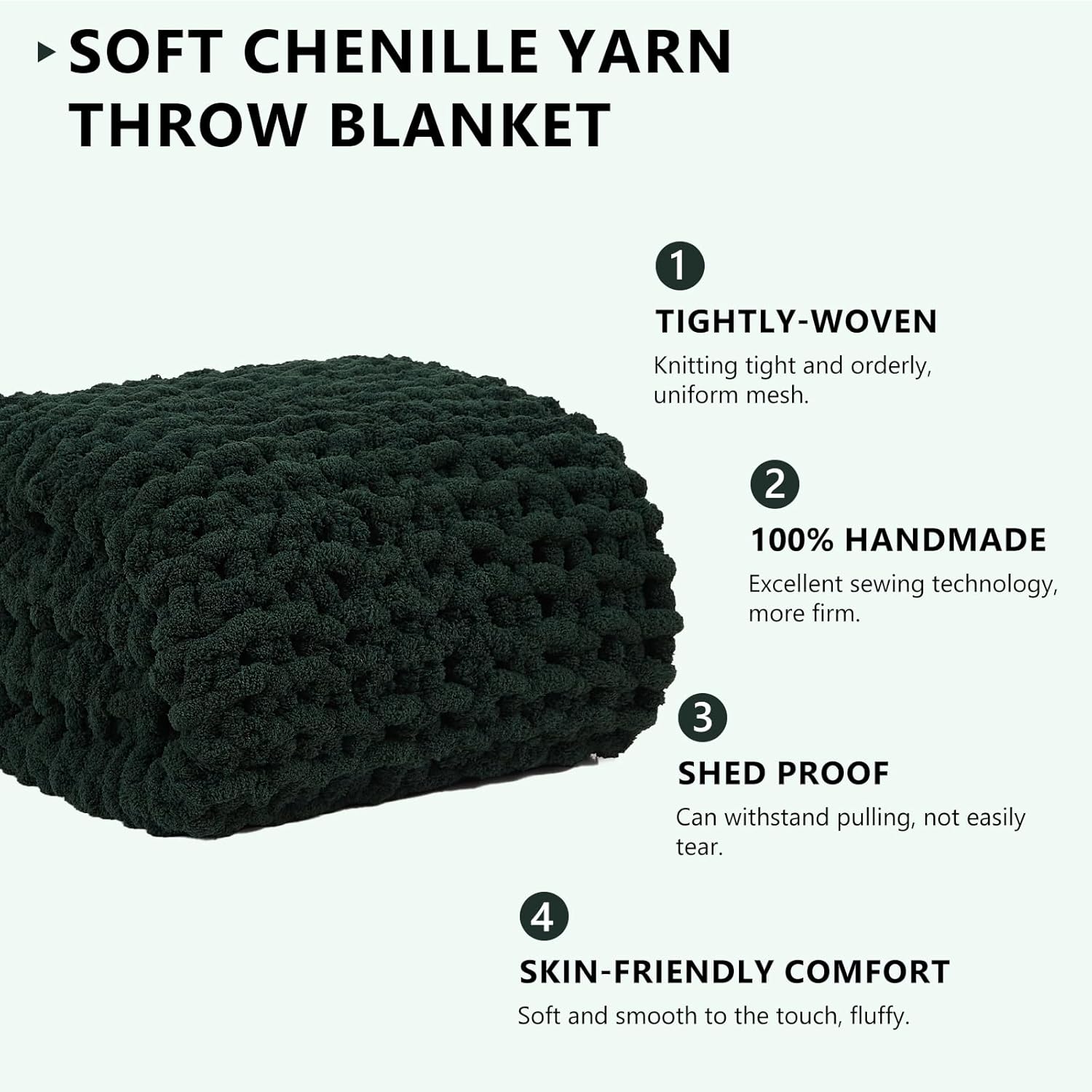 L'AGRATY Chunky Knit Blanket Throw: 72''x84'' Chenille Chunky Knitted Throw Blanket for Bed Couch