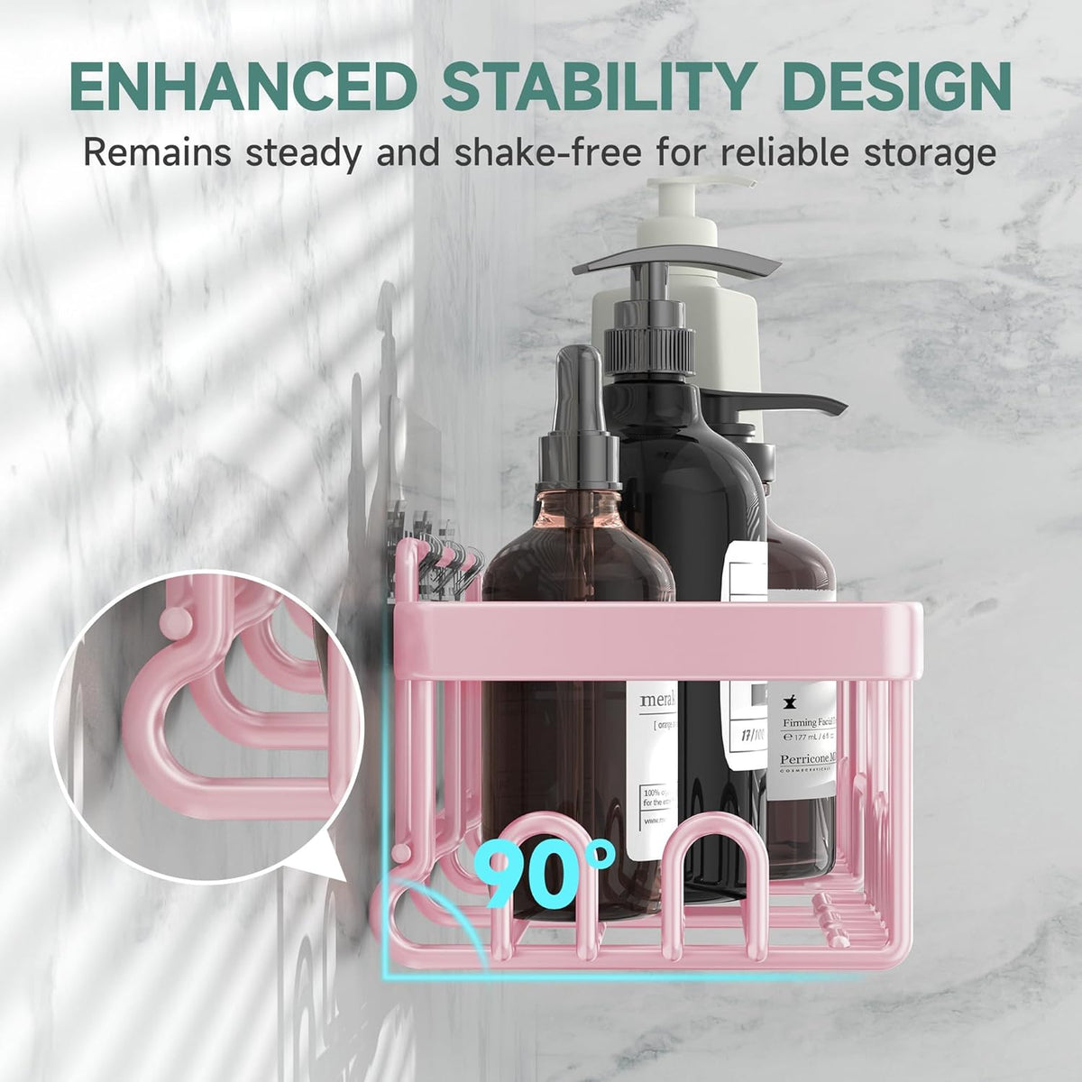 Veken Rustproof & Waterproof Shower Caddy 6-Pack, No Drilling Adhesive Shelves Rack with Soap