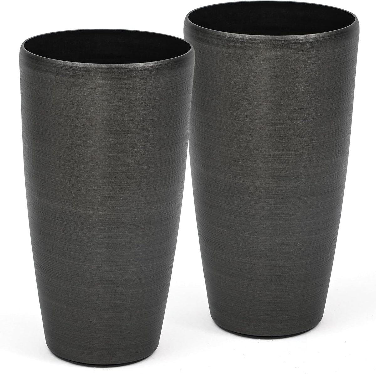 22.8" Resin Planters for Outdoor Plants, Set of 2 Modern Large Flower Pots with Handmade Brushed