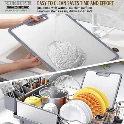 Titanium Cutting Board Double-sided non-slip silicone edging Pure Titanium Cutting Boards for