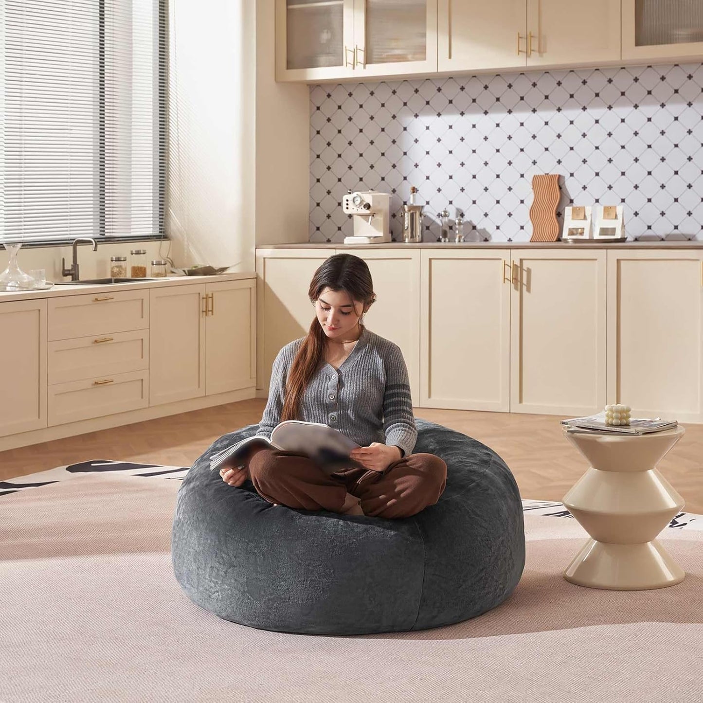 Bean Bag Chair 3Ft, Memory Foam Filled, Large Beanbag Chairs for Adults and Teens, Soft Sofa with