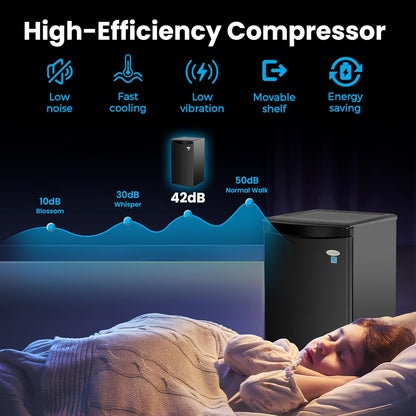 E-Star 3.3 Cu Ft Mini Fridge without Freezer - AUTO DEFROST, Reversible Single Door, Glass Shelf