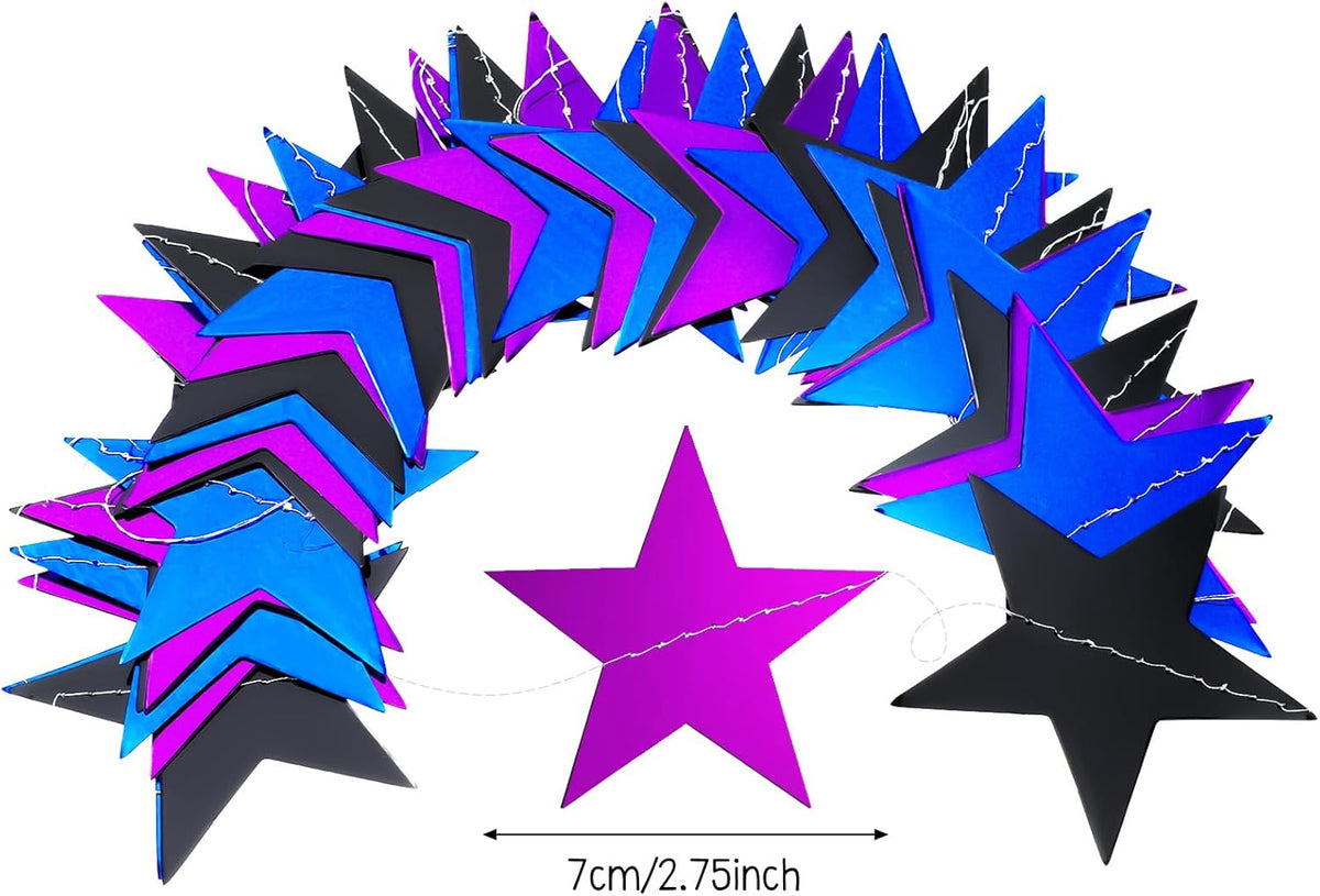 Patelai Glitter Star Garland Banner Decor 130 Feet Star Hanging Bunting Banner Twinkle Backdrop for