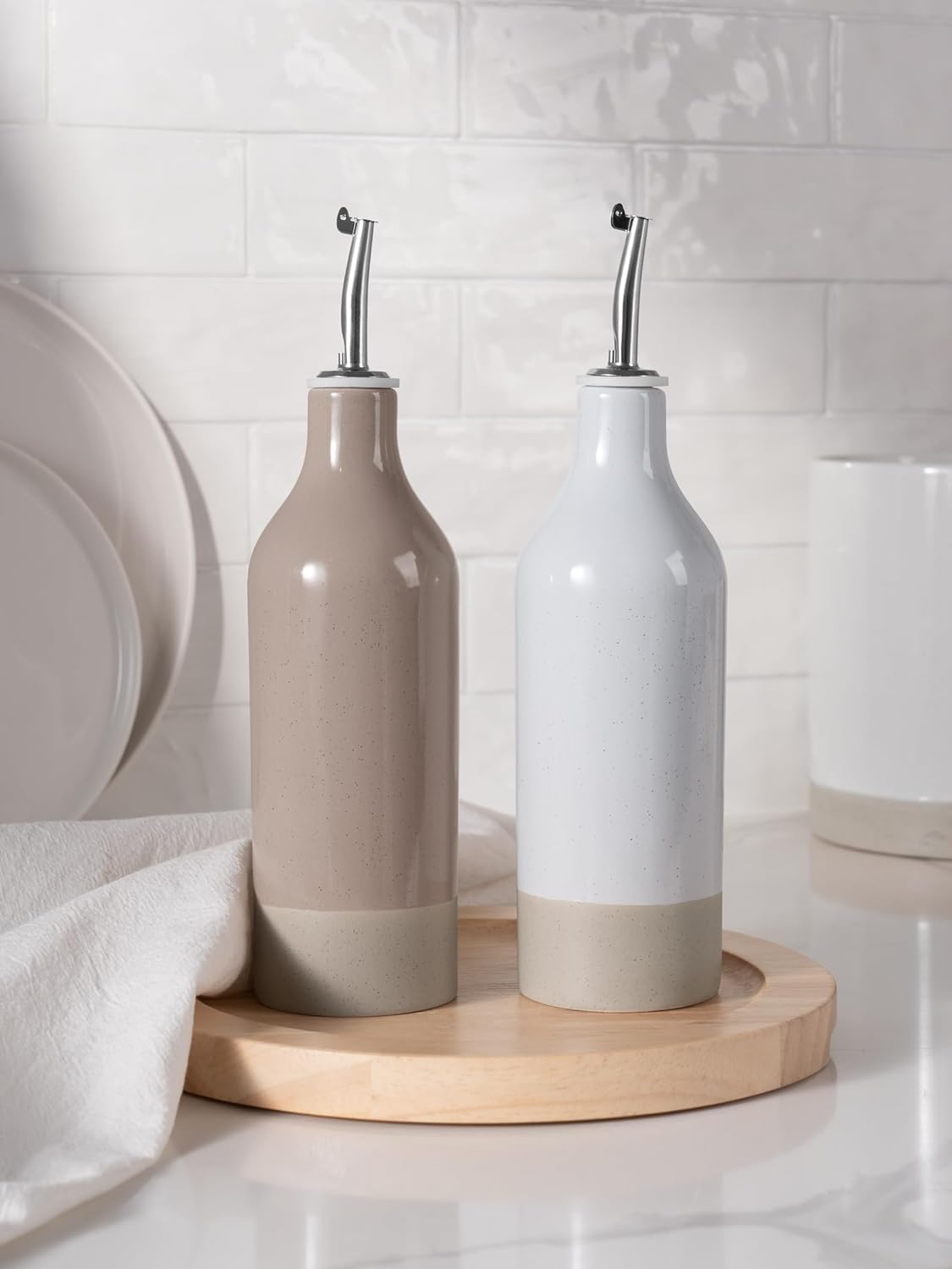 famiware Milkyway 16oz Ceramic Olive Oil Dispenser Bottle, Olive Oil and Vinegar Dispenser Bottle