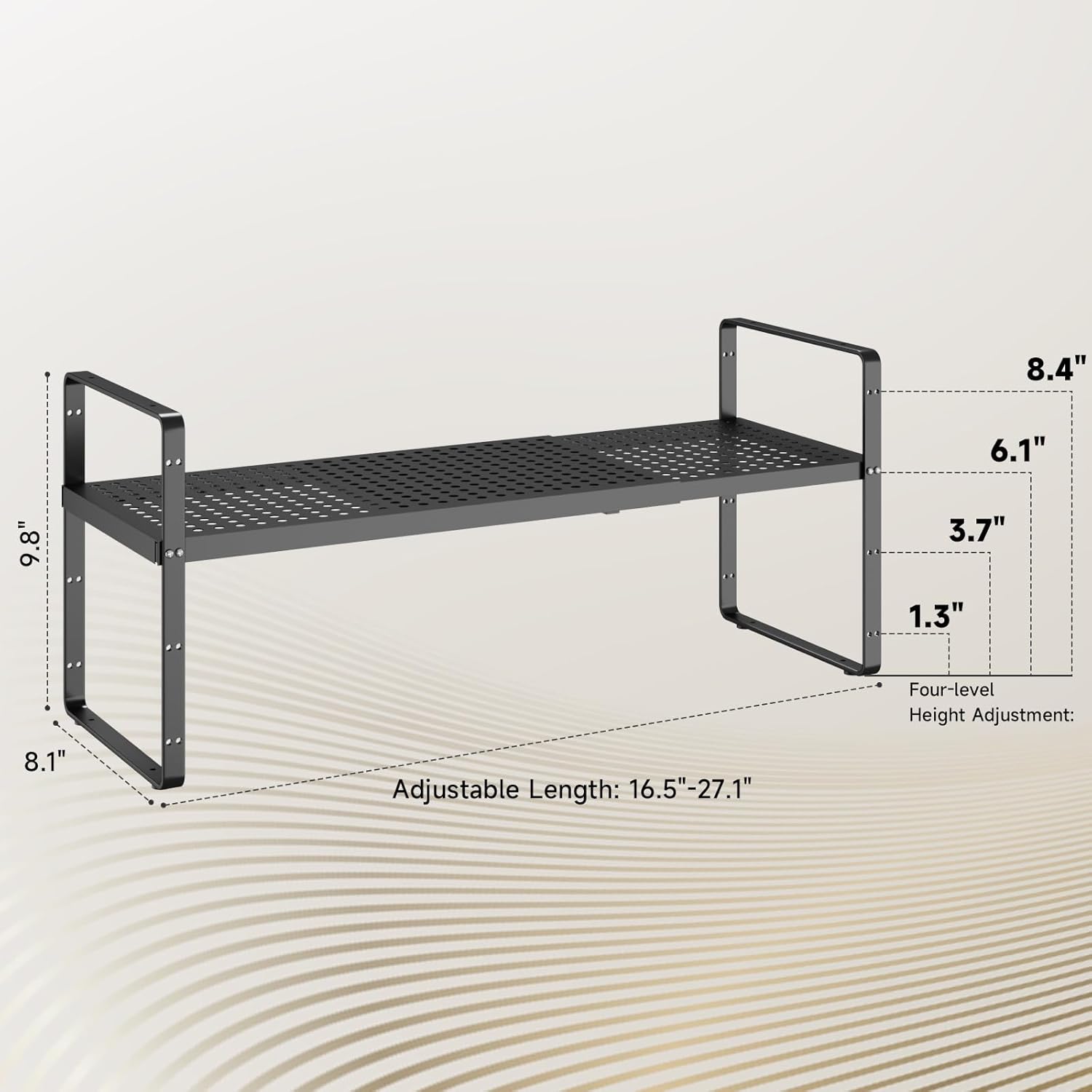 Hole Pattern Expandable Shelf Organizer,2Pack 8.1" Wide Easy to Assemble Cabinet Organizer Shelf