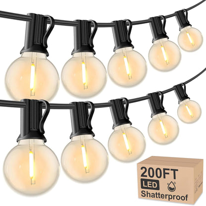 RTTY Outdoor String Lights 200 FT Globe LED Patio Lights with G40 Plastic Bulbs,Waterproof