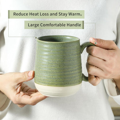 Hasense Stoneware Coffee Mugs Set of 6, 15 Oz Large Coffee Cups with Handle, Tea Mugs for Men and