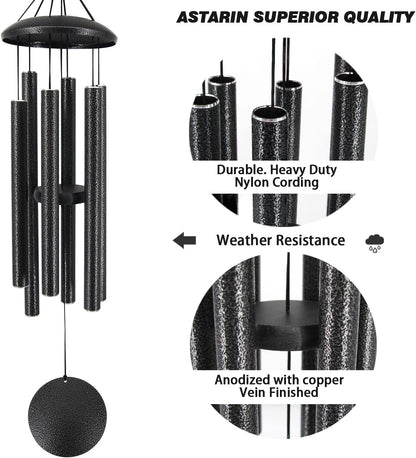 Sympathy Memorial Wind Chimes, 36' with 6 Metal Tubes, Outdoor Deep Tone for Garden, Christmas
