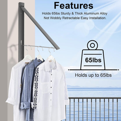 Retractable Clothes Drying Rack,Space Saver Wall Mounted Folding Hanger for Laundry Room, Closet