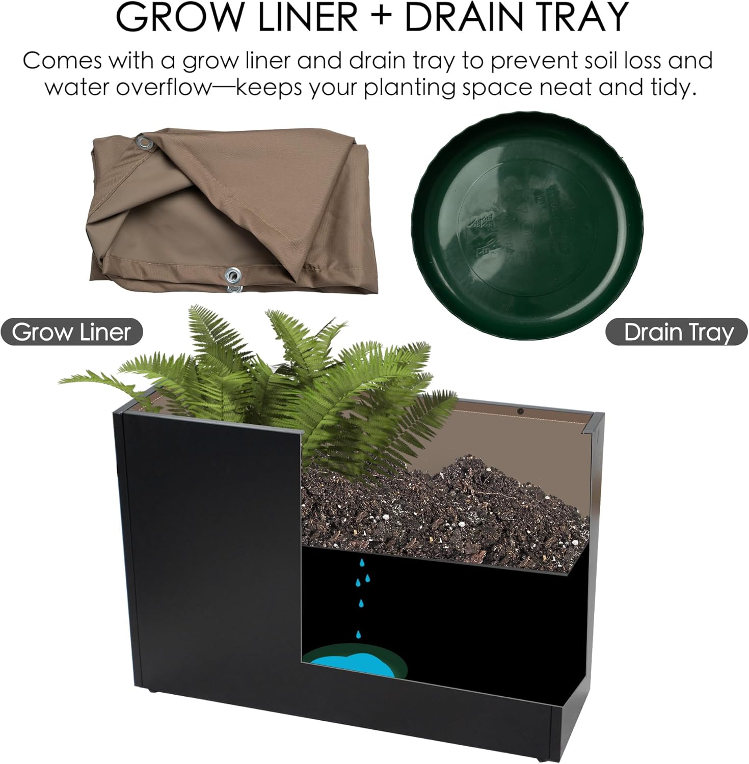 Kozyard 36" x 12" x 24" Metal Rectangular Planter Box Steel Long Box Planter Black Powder Coated