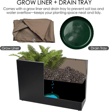 Kozyard 36" x 12" x 24" Metal Rectangular Planter Box Steel Long Box Planter Black Powder Coated