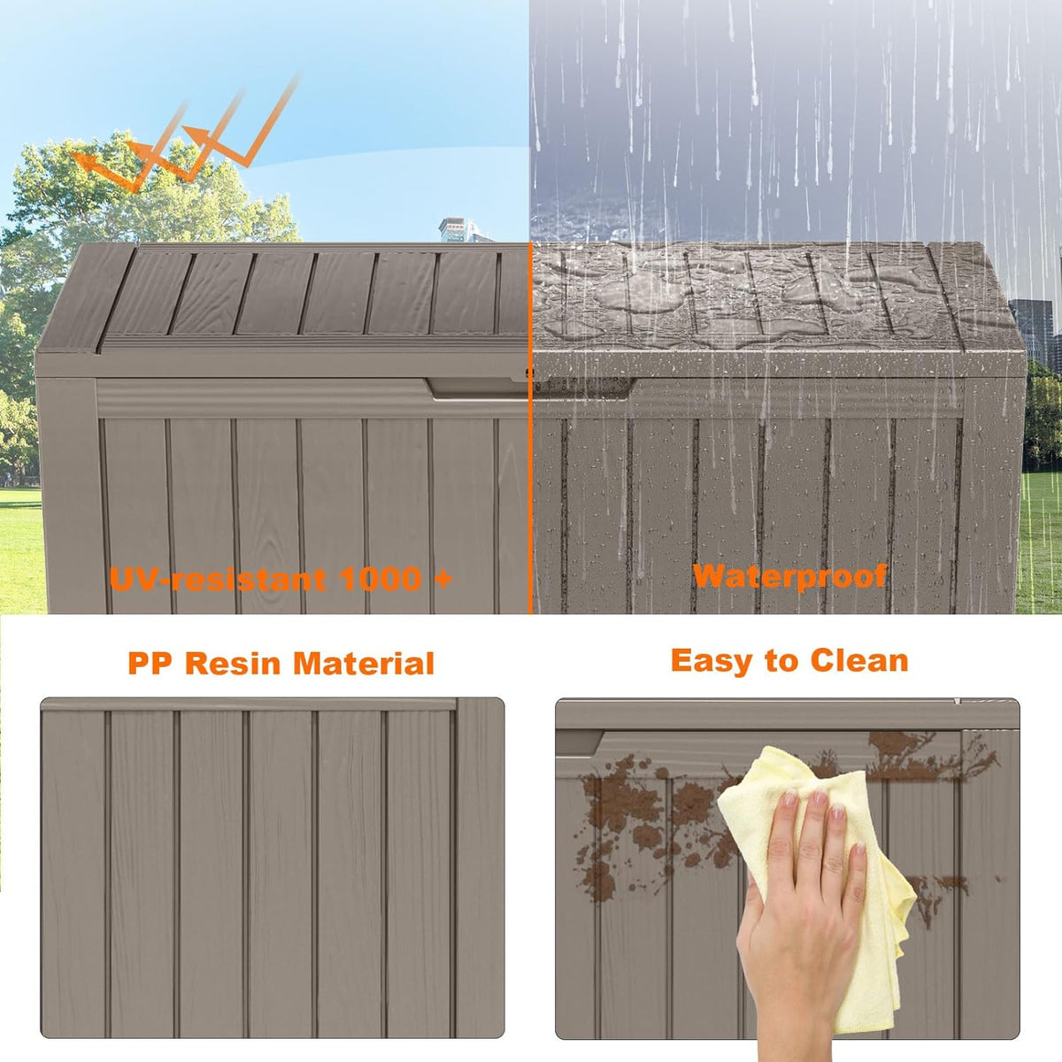 80 Gallon Resin Deck Box, Lockable Patio Outdoor Storage Box for Furniture, Garden Tools and Tools