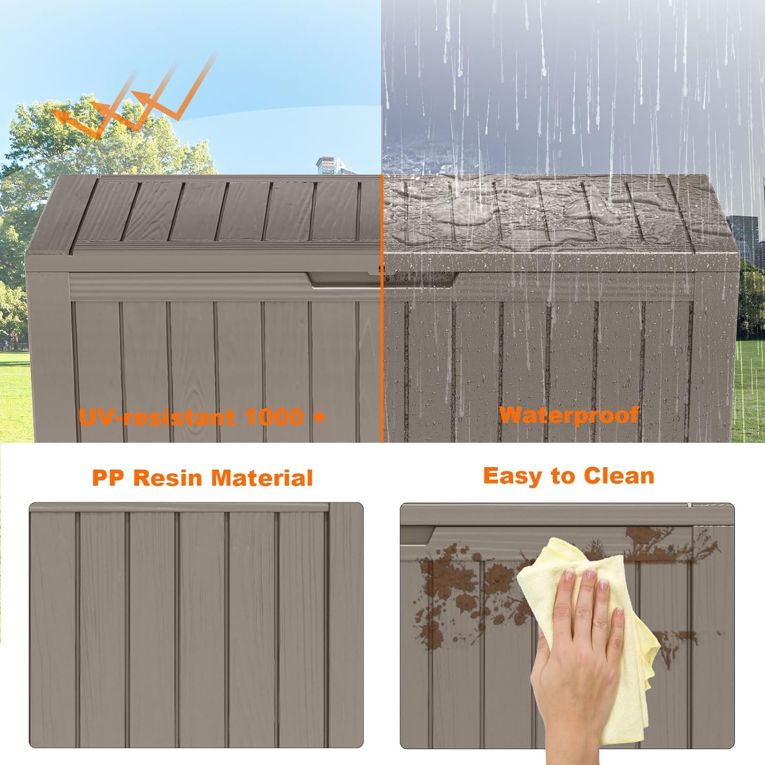80 Gallon Resin Deck Box, Lockable Patio Outdoor Storage Box for Furniture, Garden Tools and Tools