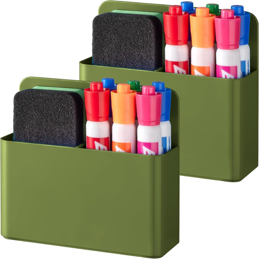 BEYGORM 2 Pack Plastics Magnetic Pen Holder for Refrigerator, Dry Erase Marker Holder for