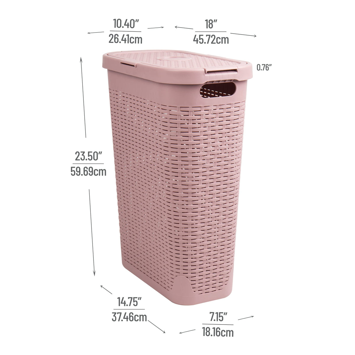 Mind Reader Slim Laundry Hamper with Lid, 40L Clothes Basket, Narrow Tapered Design with Ventilated