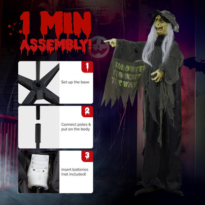 AW Animated Halloween Decorations,Scary Witch,6 FT Life Size Standing Clown,Motion/Sound Activated