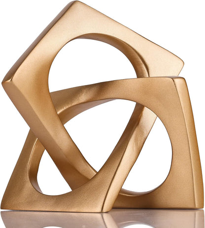 XMGZQ Gold Knot Statue for Coffee Table Centerpiece Decor,Modern Abstract Art Geometric Sculpture