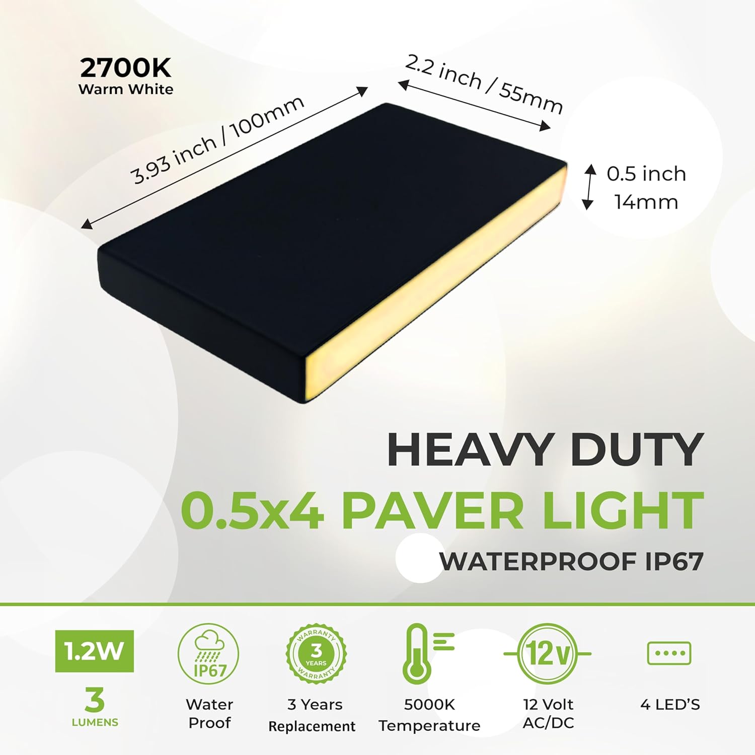 LUMENGY Paver Light Slim 0.5x4 Inch Glare-Free Steel Brick Lighting for Pavers, Walls, Driveway &