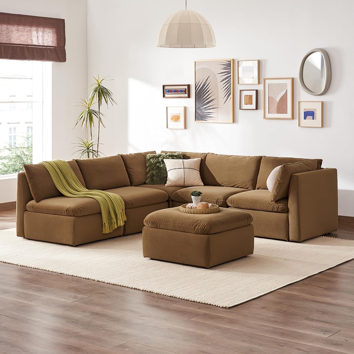 mopio Oversized Modular Sectional Sofa with Fully Removable Covers and Storage, Convertible U & L