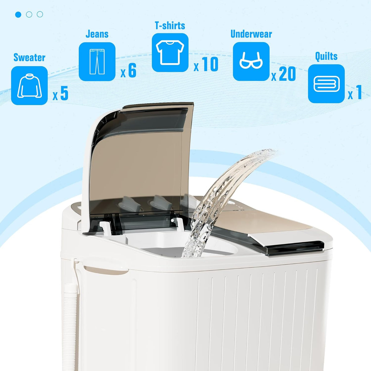 Pataku Portable Washing Machine, 17.6 Lbs Compact Mini Washer and Dryer Combo,Twin Tub Laundry