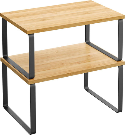 SONGMICS Cabinet Organizer Shelf, Set of 2 Kitchen Counter Shelves, Kitchen Storage, Spice Rack