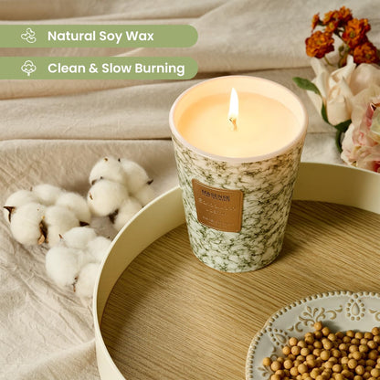 M&SENSE SandalWood Jasmine Scented Candles for Home, Lead-free Wick Highly Scented Jar Candles