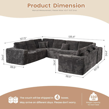 HOOOWOOO Cloud Sectional Couches for Living Room,Modular Sectional Sofa No Assembly,136X110 Inch