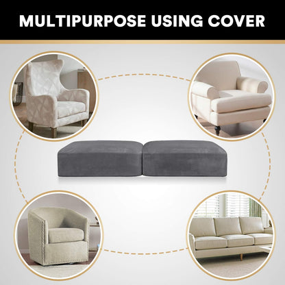 PrinceDeco Stretch Velvet Couch Cushion Covers for Individual Cushions Sofa Cushion Cover Seat