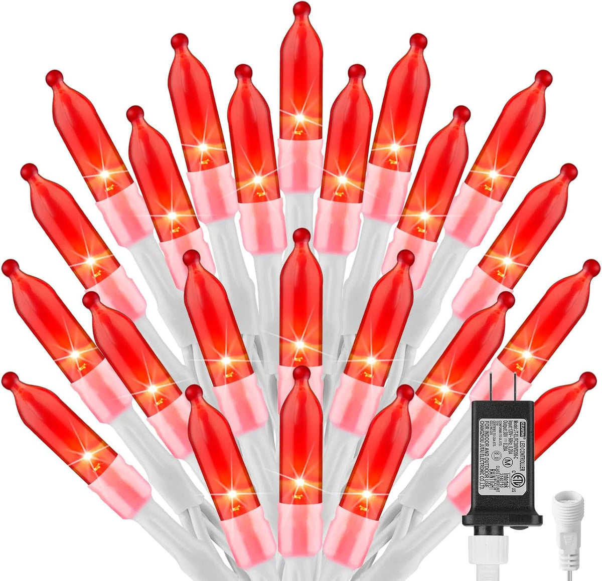 Red Christmas Mini Lights, 39Feet 100 LED Red String Lights with 8 Lighting Modes, Connectable