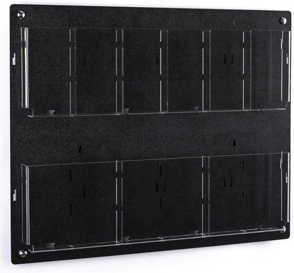 Displays2go Tiered Brochure Rack for Wall, 6-12 Adjustable Pockets, Frameless Acrylic - Black