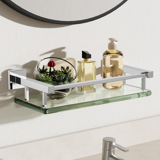 Alise Glass Shelves for Bathroom Wall, Tempered Glass Bathroom Shelf Wall Mounted, Modern Space
