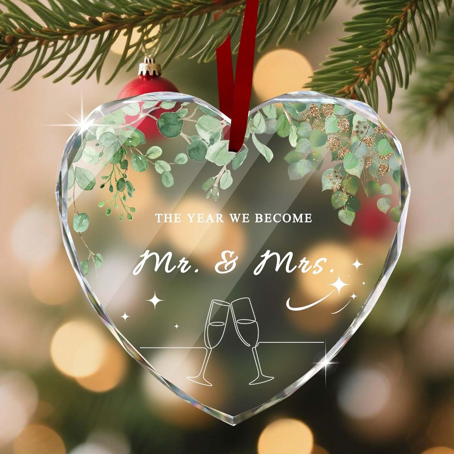 Custom Christmas Ornament Glass-Personalized Christmas Ornaments with Photo/Name/Date/Text,Wedding