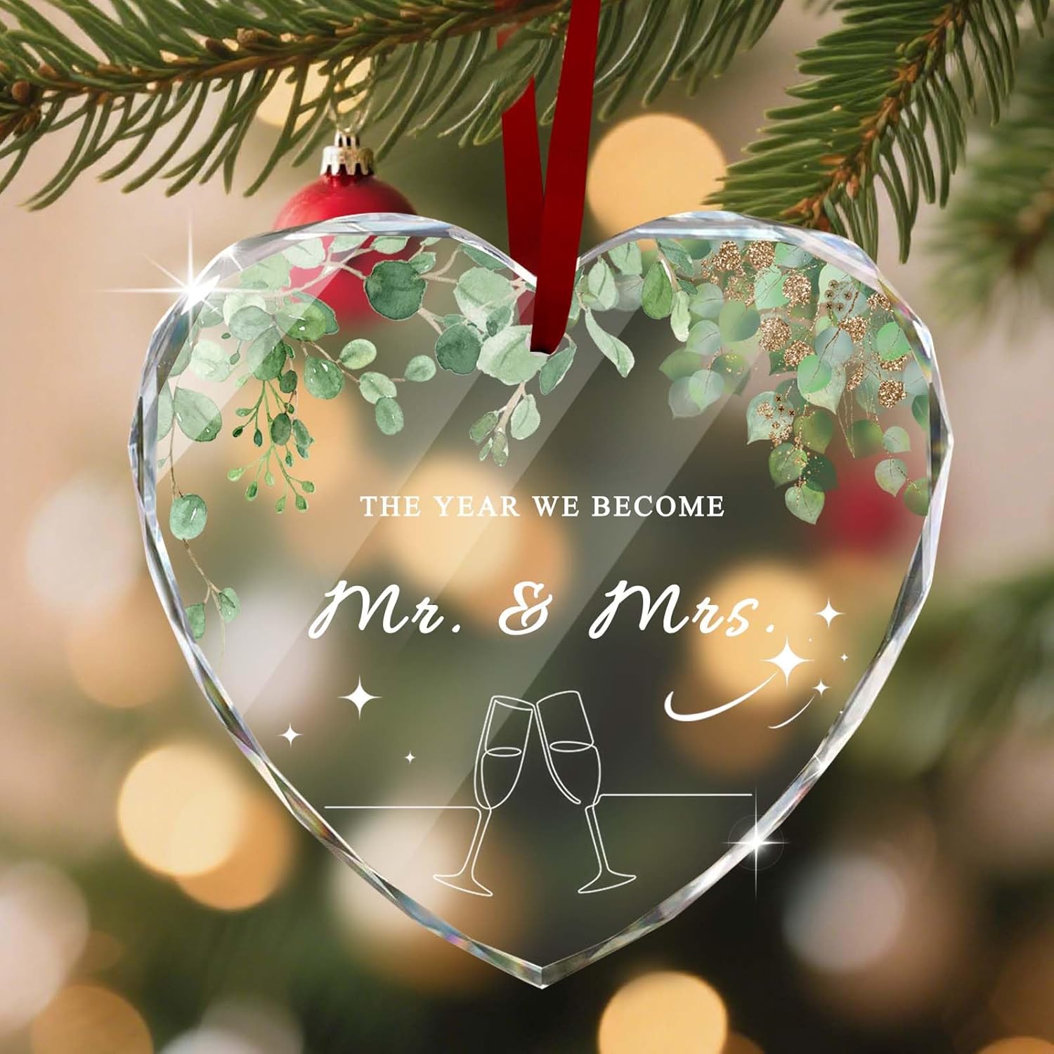 Custom Christmas Ornament Glass-Personalized Christmas Ornaments with Photo/Name/Date/Text,Wedding