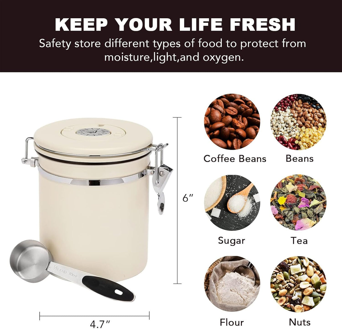ShanSon Coffee Canister Airtight Coffee Container Stainless Steel Coffee Bean Storage Container