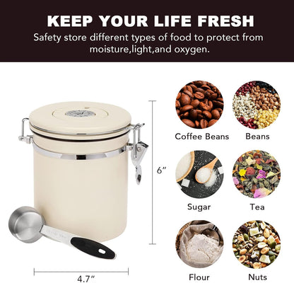 ShanSon Coffee Canister Airtight Coffee Container Stainless Steel Coffee Bean Storage Container