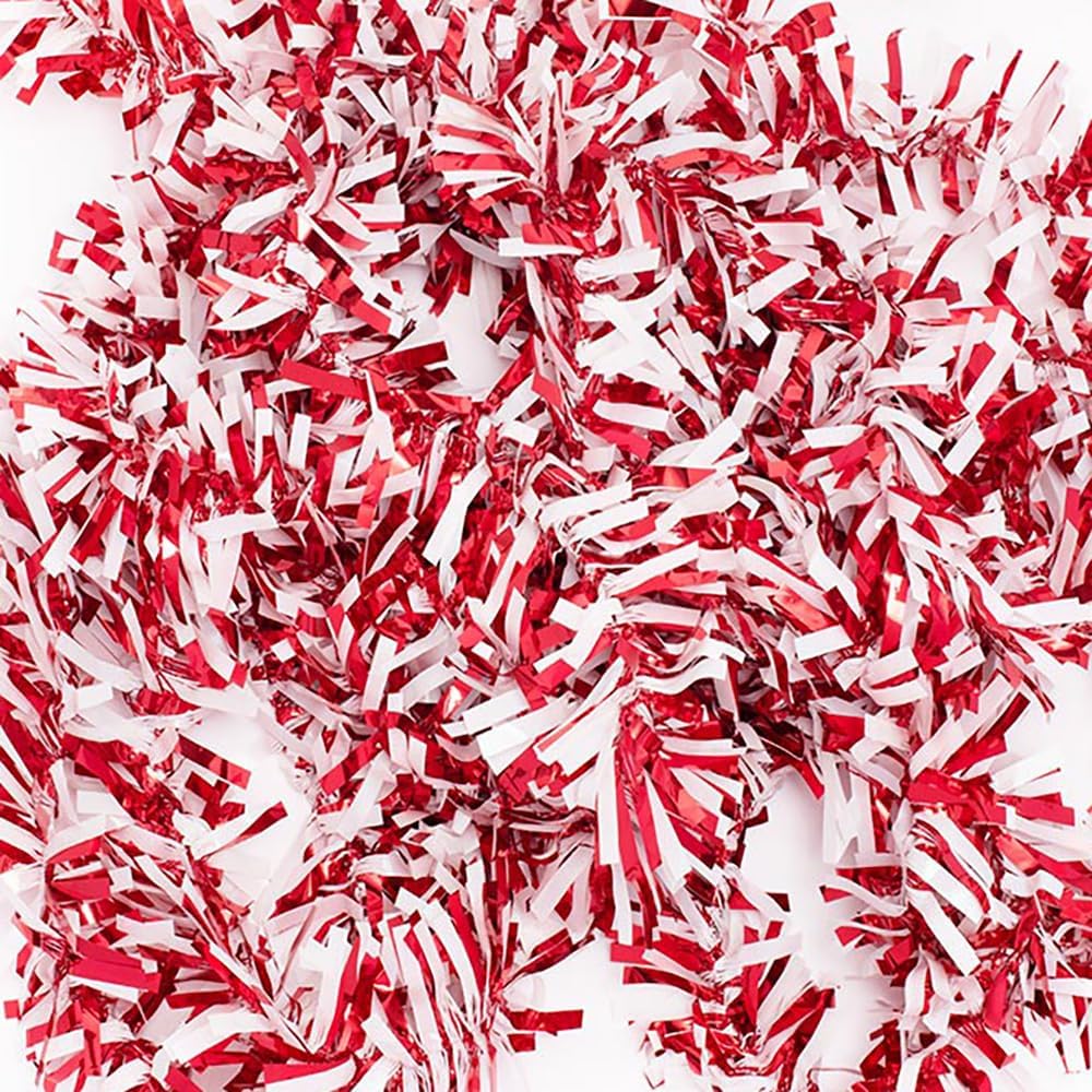 Anderson's Red & White Sparkle Glitter Metallic Tinsel Twist for Trailer Or Golf Cart, 4 inches