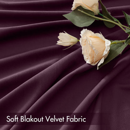 MIULEE Purple Orchid Velvet Curtains Thermal Insulated Blackout Curtain Drapes for Bedroom Living