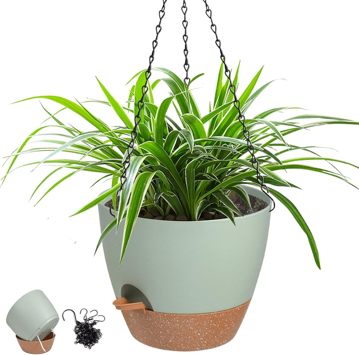 Hanging Planters for Indoor Outdoor Plants, 1 Set Self Watering Hanging Pot with Drainage Holes &