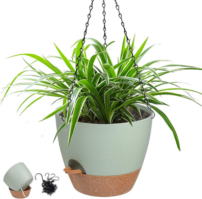 Hanging Planters for Indoor Outdoor Plants, 1 Set Self Watering Hanging Pot with Drainage Holes &