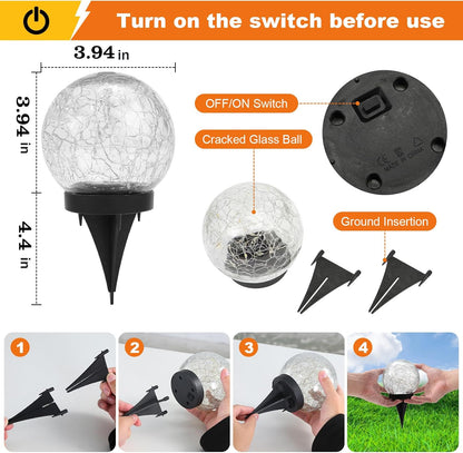 Solar Globe Lights Outdoor Waterproof-Solar Balls-Solar Garden Lights-Orbs for Outside 4 Pack