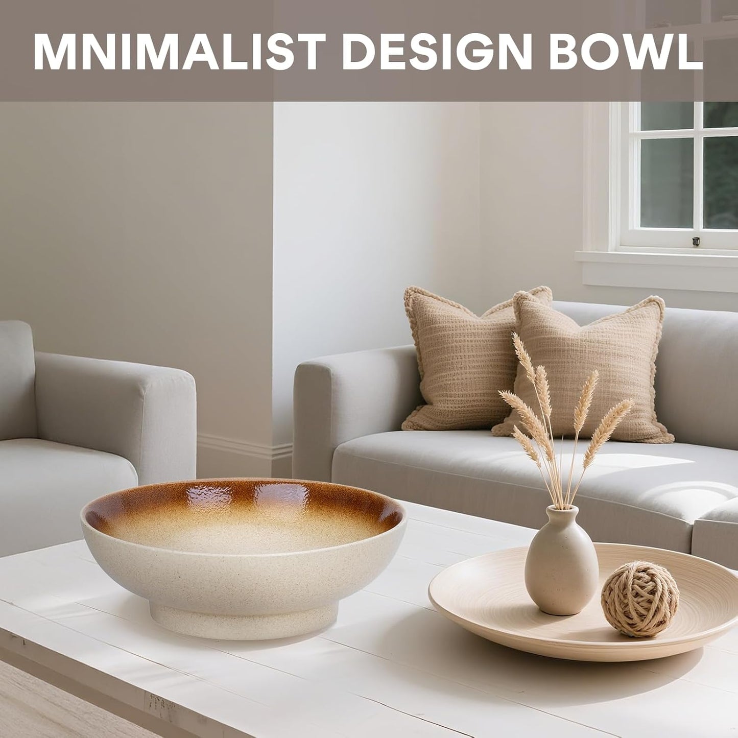 10" Decorative Bowl,Ceramic Fruit Bowl for Kitchen Counter,Coffee Table, Dining Room,Table