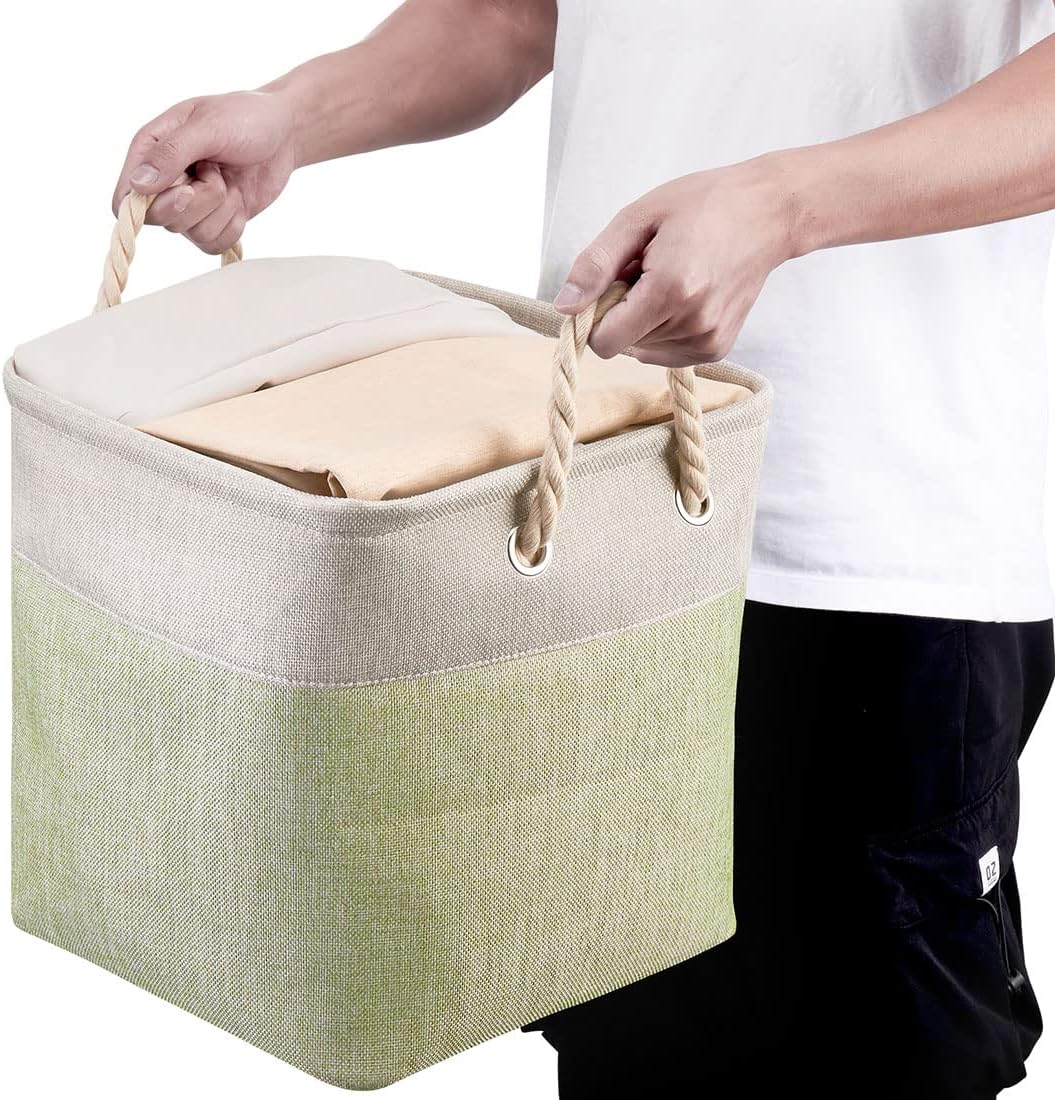 i BKGOO 3Pack Large Foldable Storage Bins，Collapsible Sturdy Cationic Fabric Organizing Storage