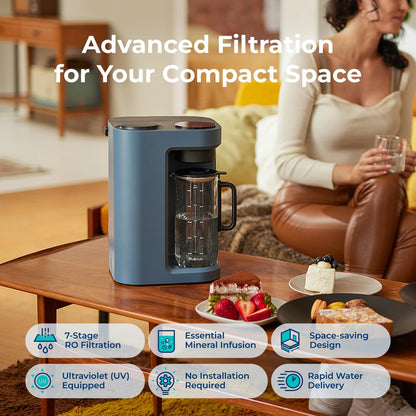 Bluevua RO100ROPOT-Lite(UV) Countertop Reverse Osmosis Water Filter System, 7-Stage Purification