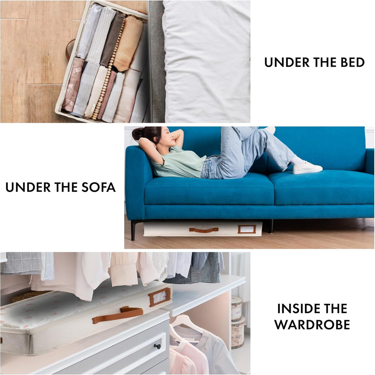 HOMELUX THEORY 2pc Low Profile Under Bed Storage Containers, Thin Under Couch Storage Organizer