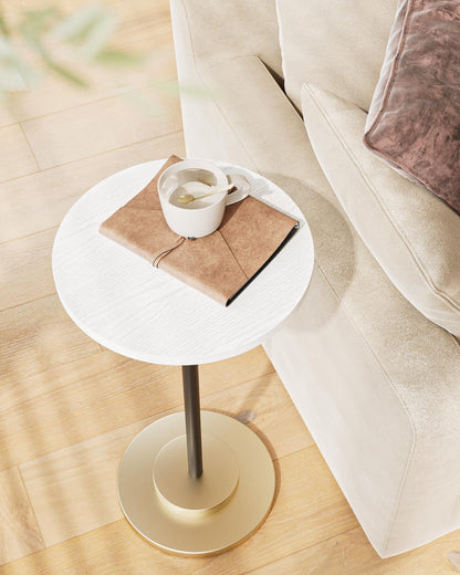 Masupu Drink Table, Round Side Table for Small Spaces, Pedestal Side Table, Small End Table with